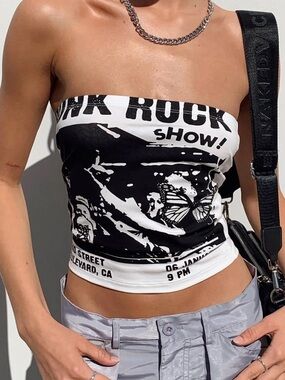 Princess Polly Punk Rock Strapless Top White - US 4 / SMALL